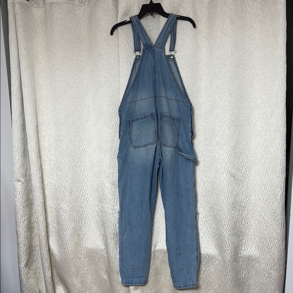 Celebrity Pink  Blue Distressed Oversized Denim Overalls- Size Small - Picture 2 of 10